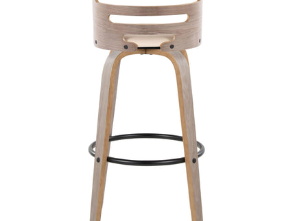 Cosini - Mid Century Modern Fixed Height, Barstool & Swivel And Round Footrest (Set of 2)