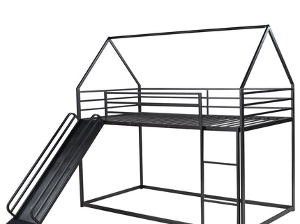 Twin Over Twin House Bunk Bed With Ladder And Slide