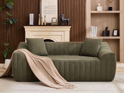 Oversized 2 Seater Loveseat With 2 Decor Throw Pillows, Deep Seat Sofa For Living Rooms