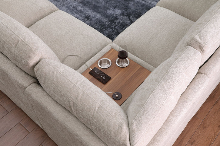 Celine - Fabric Corner Sectional Sofa With Right-Facing Chaise, Cupholders, And Charging Ports