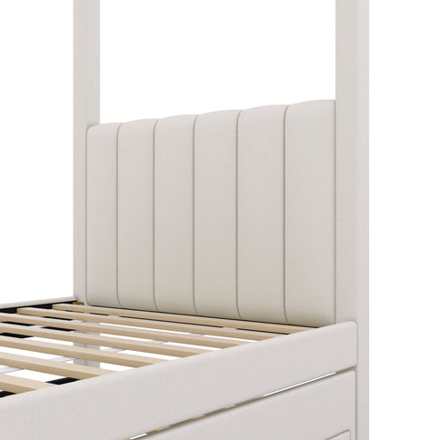 Upholstery Canopy Platform Bed With Trundle And Three Storage Drawers