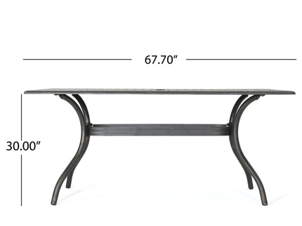 Enchantia - Outdoor Rectangular Dining Table With Weave Tabletop And Flared Legs - Copper