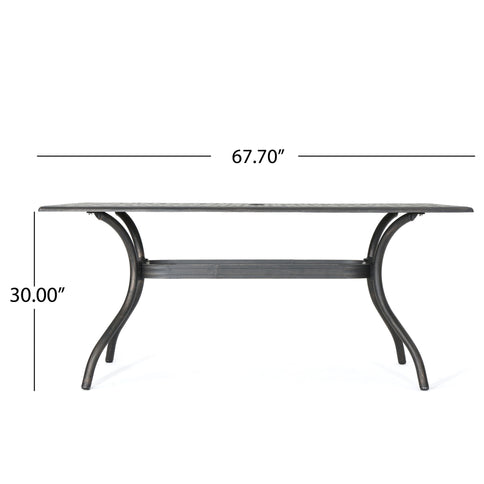 Enchantia - Outdoor Rectangular Dining Table With Weave Tabletop And Flared Legs - Copper