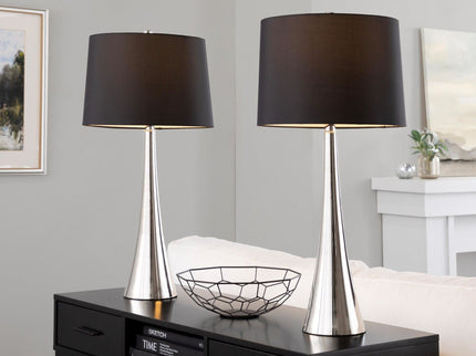 Diana - Contemporary Table Lamp (Set of 2) - Polished Nickel / Black Satin