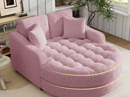 Modern Chaise Lounge Upholstered Sofa Couch With Tufted Seat And Detachable Pillows For Living Room