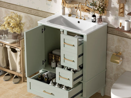 Bathroom Vanity, Modern Bathroom Cabinet With Sink Combo Set, Bathroom Storage Cabinet With A Soft Closing Door And 3 Drawers, Solid Wood Frame