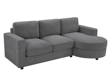 Modern L-Shaped Sectional Sofa With Curved Chaise, USB Ports, And Side Storage Pockets