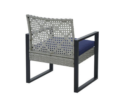 4 Piece Patio Furniture Set With Acacia Wood Table Top And Cushions
