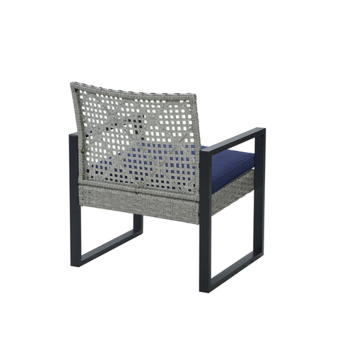 4 Piece Patio Furniture Set With Acacia Wood Table Top And Cushions