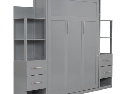Murphy Wall Bed With LED Lights, Shelves And Drawers
