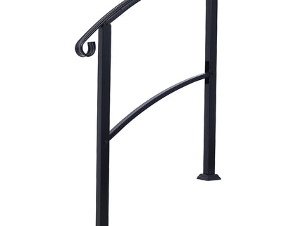 Handrails For Outdoor Steps, Fit 1 Or 3 Steps Outdoor Stair Railing, Flexible Front Porch Hand Rail, Transitional Handrails For Concrete Steps Or Wooden Stairs - Black