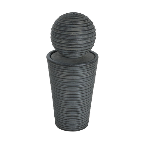 31.5" Tall Striped Column Fountain With LED Light Design For Outdoor Spaces - Gray