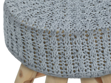 Ottoman, Pouf, Footrest, Foot Stool, Round, Natural Wood Legs, Contemporary, Modern