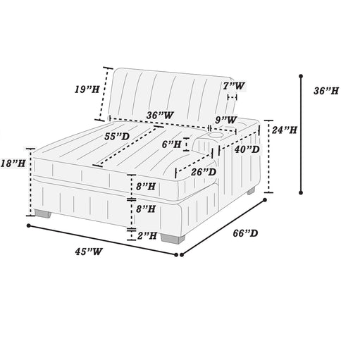 Contemporary Style Modular Sectional Sofa Set With USB, Cup Holder