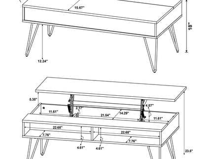 Amara - Lift Top Coffee Table With Hidden Storage - Oak