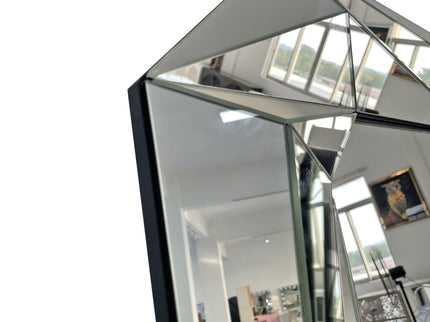 Diamond Shaped Wall Mirror With Beveled Edge Frameless Design - Silver
