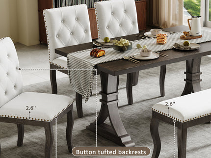 Dining Set With Bench, 6 Piece