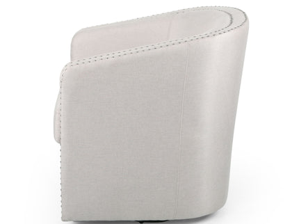 Modern Upholstered Swivel Club Chair With Nailhead Trim