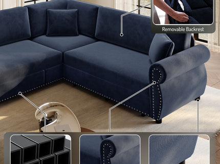 L-Shaped Sofa Couch With Pull-Out Bed