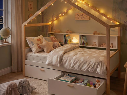 House Bed With Bookshelf Storage