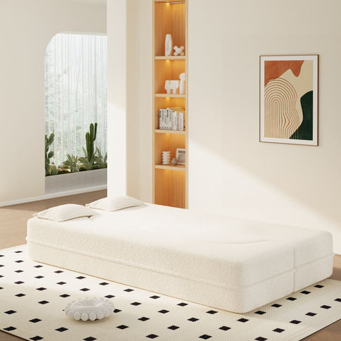 Modern Floor Sofa With 2 Pillows, Twin Size For Living Room
