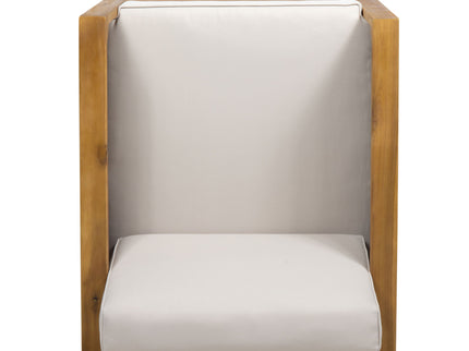 Outdoor Acacia Wood Club Chair With Wicker Accents