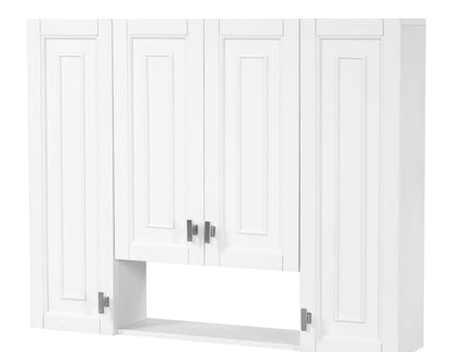 Bathroom Cabinet With 5 Adjustable Shelves, Soft Closing Hinges, Open Shelving Design - White
