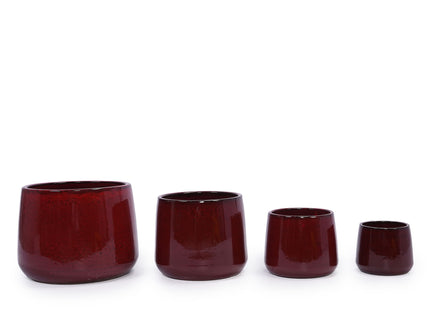 4 Pieces Planter Pot, Indoor Outdoor Flowerpot For Patio, Garden, Or Windowsills - Bean Paste Red
