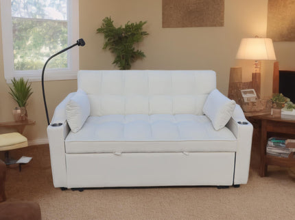 Modern Loveseat Futon Sofa With Pullout Bed, Adjustable Reclining Backrest, Toss Pillows