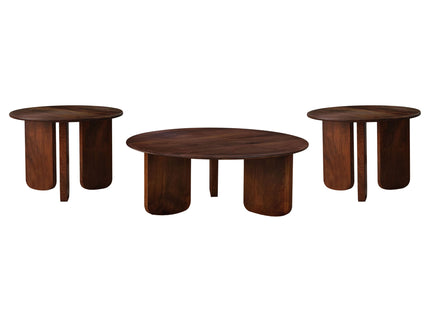 Columbo - 3 Piece Coffee And End Table Set With Round Tops - Brown