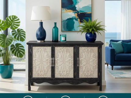 3 Door Sideboard Buffet Cabinet With Storage - Black