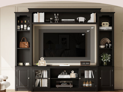 All-In-One TV Stand With Bookcase For TVs Up To 65"