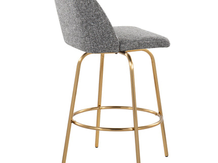 Toriano - Contemporary, Fixed Height Counter Stool With Swivel With Round Footrest (Set of 2)