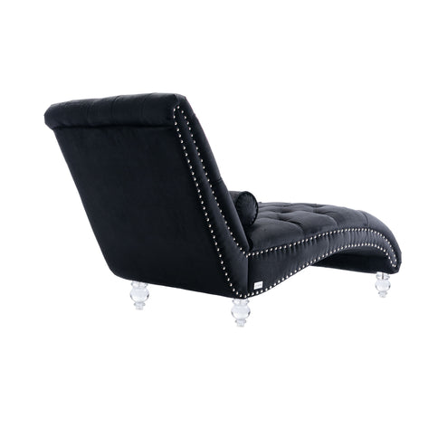 Chaise Lounge Indoor, Button Tufted Upholstered Chaise Lounge Chair With Pillow
