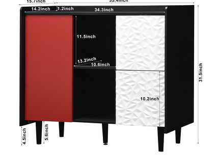 Modern Sideboard Buffet Cabinet With Doors And Unique Panel Styling