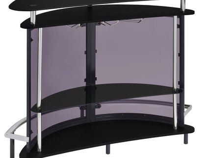Strick & Bolton - Freestanding Glass Top Home Bar Wine Cabinet With Panels - Black