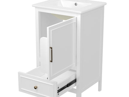 Modern Bathroom Vanity With Sink, Cabinet Storage, Drawer & Adjustable Feet