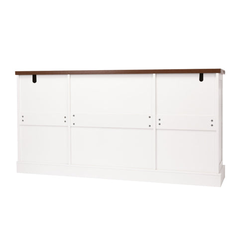 Barn Door Storage Cabinet With 2 Drawers & Door Rack, Adjustable Shelves