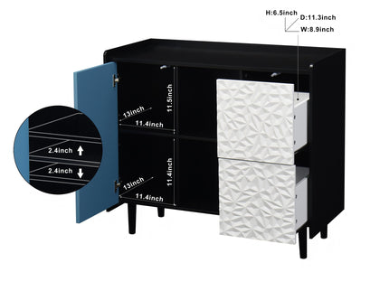 Modern Sideboard Buffet Cabinet With Doors And Unique Panel Styling