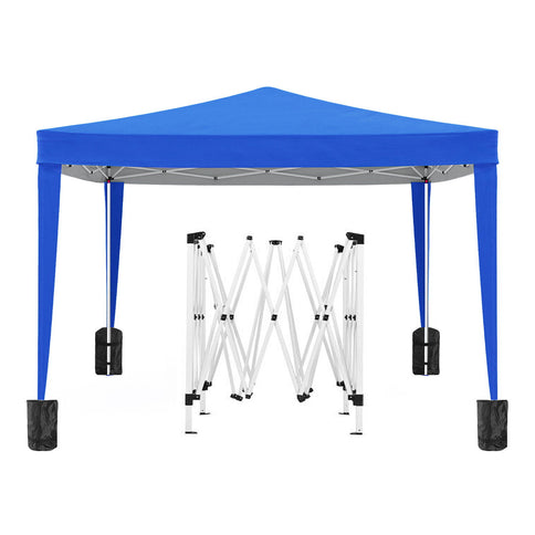 10'X10' Folding Canopy With 4 Removable Sidewalls Outdoor Event Shelter UPF 50+ Gazebo Portable Tents For Parties Beach Camping Wedding Ez Pop Up Canopy 4 Pieces Weight Bag + Carry Bag