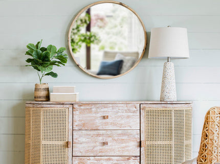 TV Console With Cane Doors - Multicolor