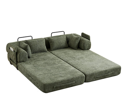 Convertible Sleeper Sofa Bed With Cylindrical Pillow