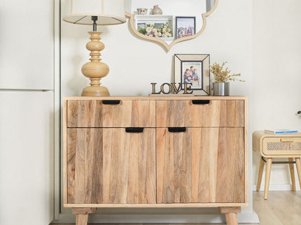 Stylish Style 2 Drawer 2 Door Cabinet, Mango Wood - Natural