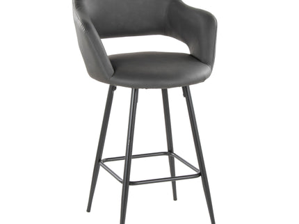 Margarite - Contemporary Fixed Height Counter Stool With Square Footrest (Set of 2)