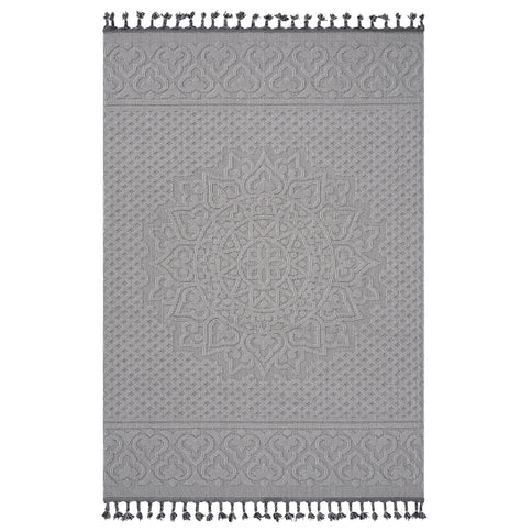 Guros - 6' X 9' Medallion Indoor / Outdoor Area Rug - White / Ivory