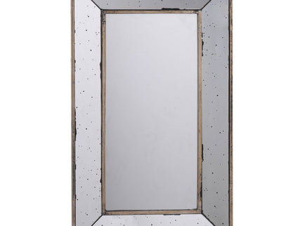 Distressed Accent Mirror, Traditional Style Framed Wall Mirror For Living Room