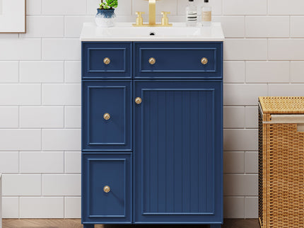 Transitional Style Bathroom Vanity Cabinet With Ceramic Sink