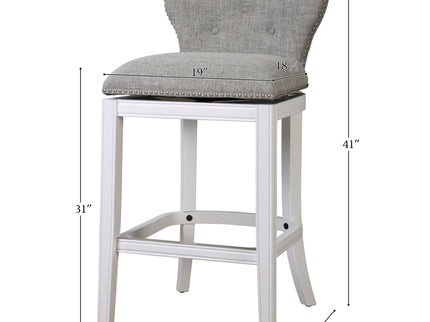 Upholstered Swivel Stool With Back