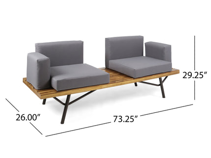 2 Piece Patio Set With Loveseat And Coffee Table - Natural / Dark Gray