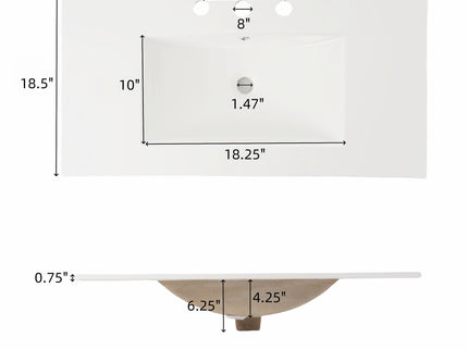 Bathroom Vanity With Ceramic Sink, Adjustable & Open Shelf